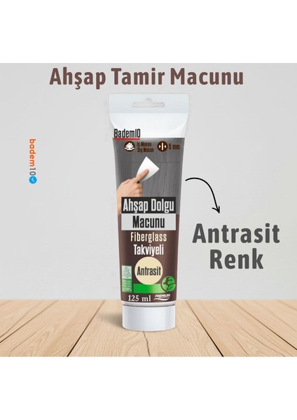 Ahşap Parke Tamir Macunu Antrasit Renk Mobilya Masa Dolgu Çatlak Çizik Giderici 125 ml Kullanım Hazır