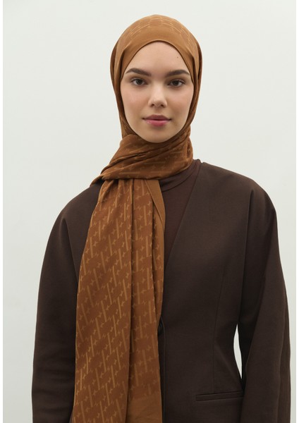 Monogram Pamuk Floş Jakarlı Şal Ceviz fiyatları