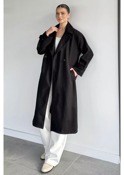 Kadın Kruvaze Yaka Çift Cepli Kaşe Kaban P-00019462 fiyatları