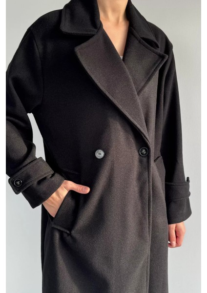 Kadın Kruvaze Yaka Çift Cepli Kaşe Kaban P-00019462 modelleri