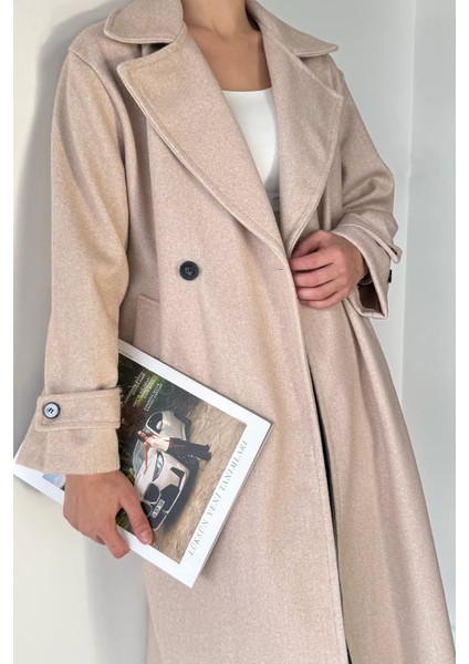 Kadın Kruvaze Yaka Çift Cepli Kaşe Kaban P-00019462 modelleri