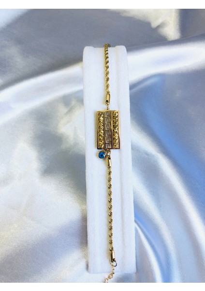 Dorika Taşlı Dikdörtgen Zincir Bileklik