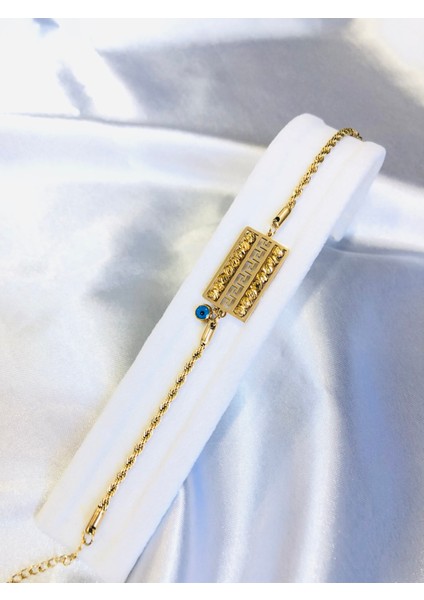 Dorika Taşlı Dikdörtgen Zincir Bileklik fiyatları