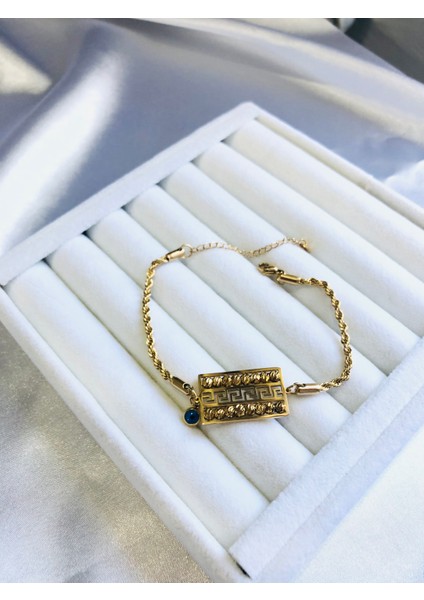 Dorika Taşlı Dikdörtgen Zincir Bileklik modelleri