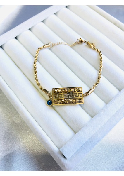 Dorika Taşlı Dikdörtgen Zincir Bileklik fırsatları