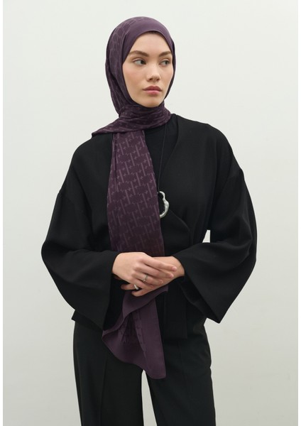 Monogram Pamuk Floş Jakarlı Şal Patlıcan Moru fırsatları