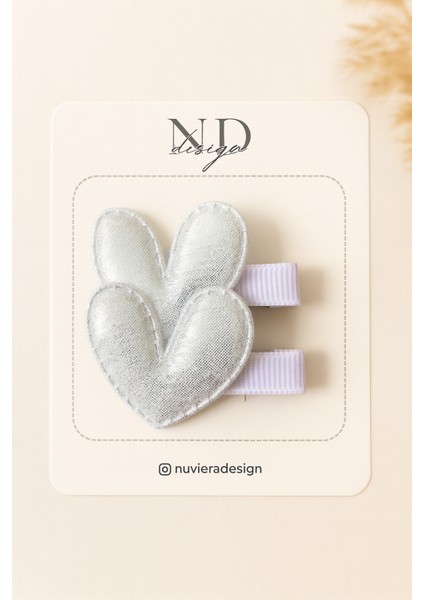 Gümüş Kalp Klips Toka – 2’li Set