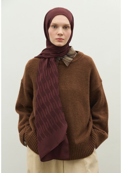 Nara Pamuk Floş Jakarlı Şal Bordo