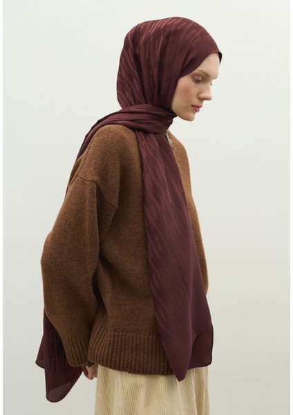 Nara Pamuk Floş Jakarlı Şal Bordo fiyatları