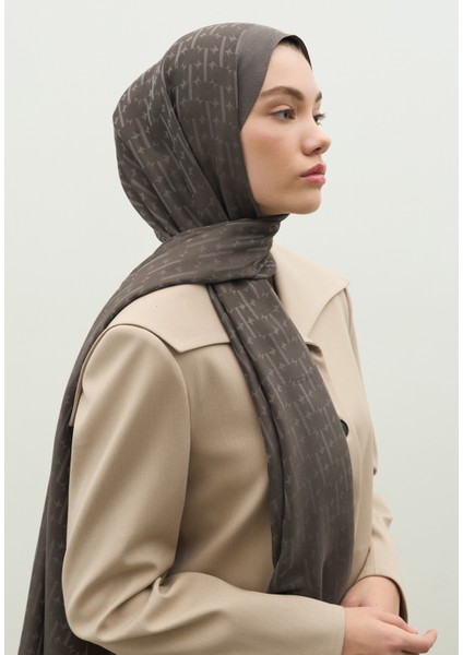 Monogram Pamuk Floş Jakarlı Şal Duman fiyatları