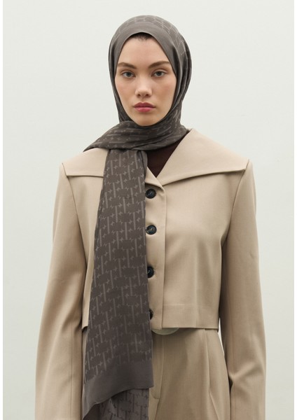 Monogram Pamuk Floş Jakarlı Şal Duman fırsatları