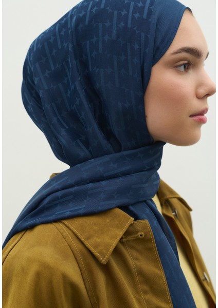 Monogram Pamuk Floş Jakarlı Şal Indigo fiyatları