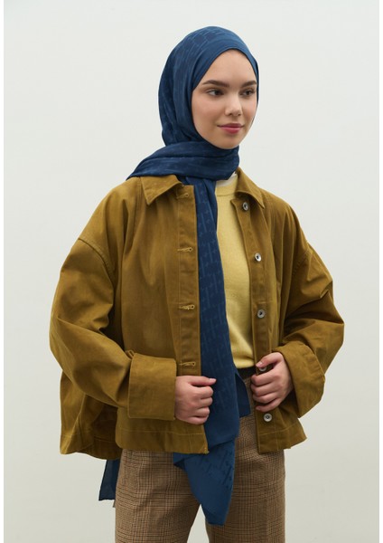 Monogram Pamuk Floş Jakarlı Şal Indigo modelleri