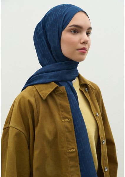 Monogram Pamuk Floş Jakarlı Şal Indigo fırsatları