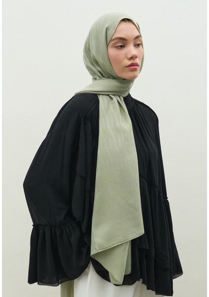 Nara Pamuk Floş Jakarlı Şal Mint Yeşili