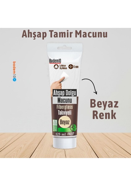 Ahşap Parke Tamir Macunu Beyaz Renk Mobilya Masa Dolgu Çatlak Çizik Giderici 125 ml Kullanıma Hazır
