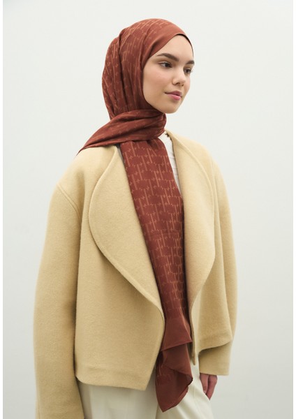 Monogram Pamuk Floş Jakarlı Şal Kiremit fiyatları