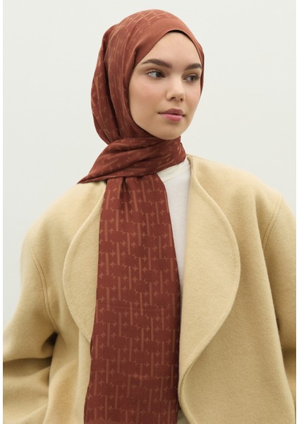 Monogram Pamuk Floş Jakarlı Şal Kiremit modelleri