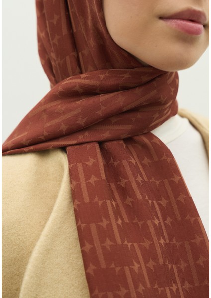 Monogram Pamuk Floş Jakarlı Şal Kiremit fırsatları