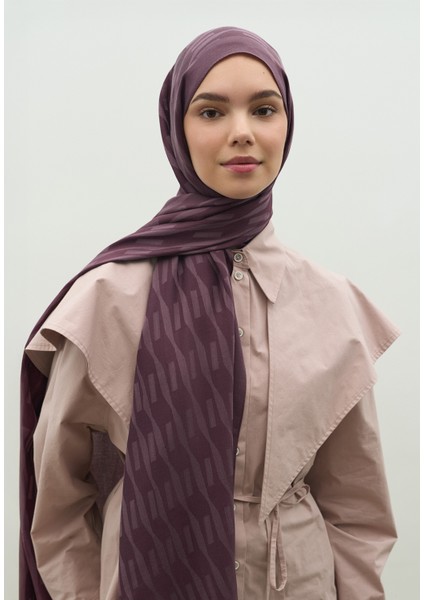 Nara Pamuk Floş Jakarlı Şal Mürdüm modelleri