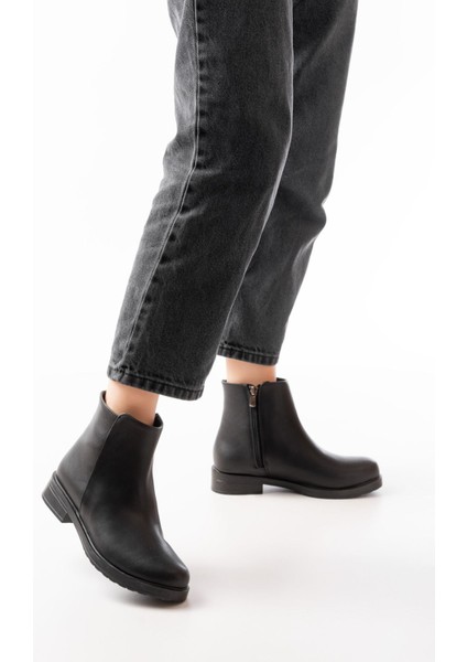ZRİN165-204 Premium Siyah Fermuarlı Günlük Kadın Bot modelleri
