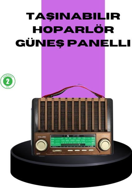 Güneş Enerjili Taşınabilir Radyo ve Hoparlör Çok Fonksiyonlu