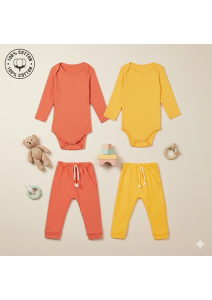 2 Li Premium Set Nakışsız %100 Pamuk 0-3 Ay/24-36 Ay (3 Yaş)Arası Zıbın Çıtçıtlı Body ve Pantolon Takımı Unisex Kız Erkek Bebek ve Çocuk