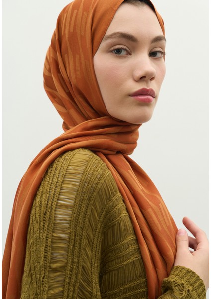 Nara Pamuk Floş Jakarlı Şal Tarçın Kabuğu modelleri