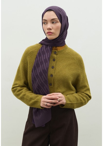 Nara Pamuk Floş Jakarlı Şal Patlıcan Moru fiyatları