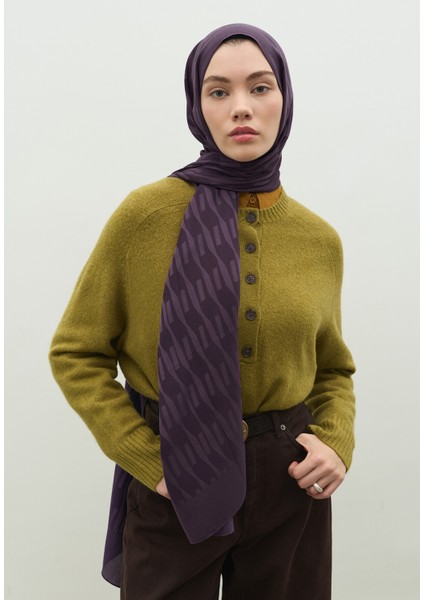 Nara Pamuk Floş Jakarlı Şal Patlıcan Moru modelleri