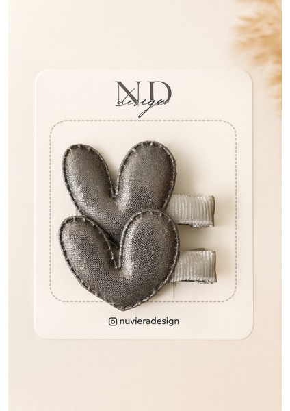 Antrasit Kalp Klips Toka – 2’li Set