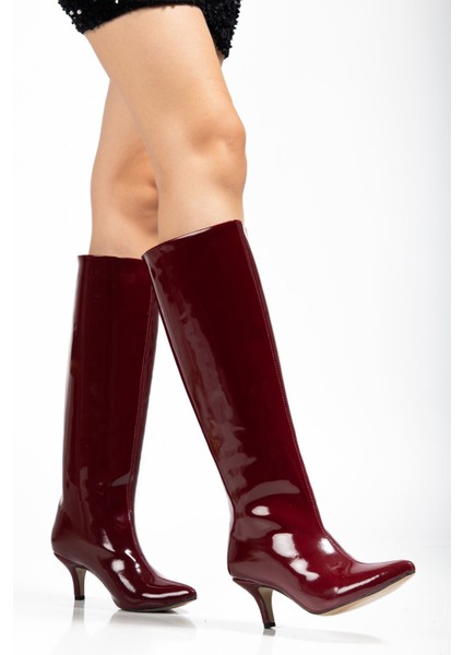 SYT-2025 Bordo Rugan Günlük Kadın Çizme modelleri