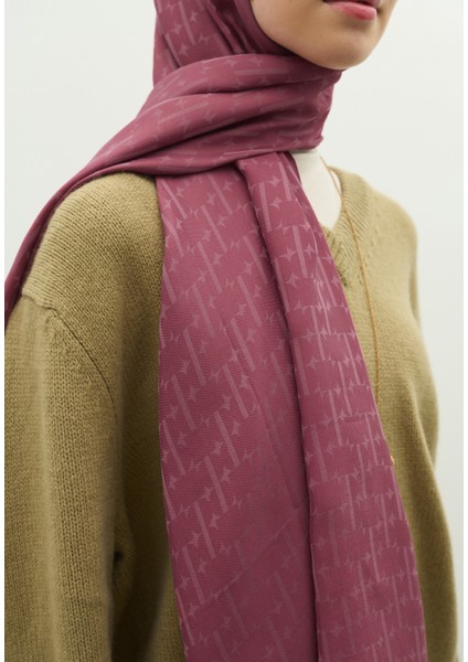 Monogram Pamuk Floş Jakarlı Şal Vıntage Rose modelleri