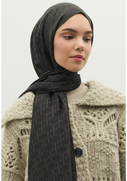 Monogram Pamuk Floş Jakarlı Şal Kömür fırsatları