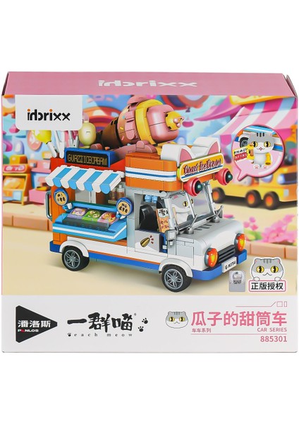 P885301 Panlos Brick - One Meow Serisi - Guazi'nin Dondurma Arabası 723 Parça Yapım Seti modelleri