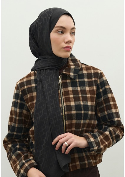 Monogram Pamuk Floş Jakarlı Şal Antrasit fiyatları