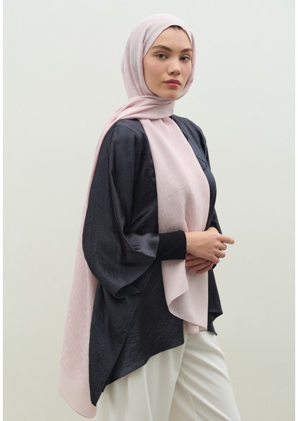 Monogram Pamuk Floş Jakarlı Şal Pudra