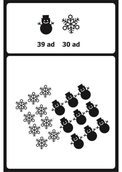 Yeniyıl Noel Temalı Vitrin Cam Sticker Kardan Adam ve Kar Tanesi 69 Adet Kırmızı