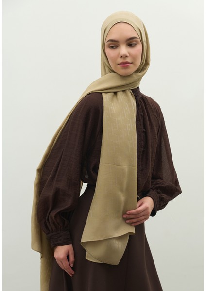 Monogram Pamuk Floş Jakarlı Şal Vizon