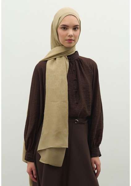 Monogram Pamuk Floş Jakarlı Şal Vizon fiyatları