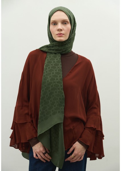 Monogram Pamuk Floş Jakarlı Şal Yaprak modelleri