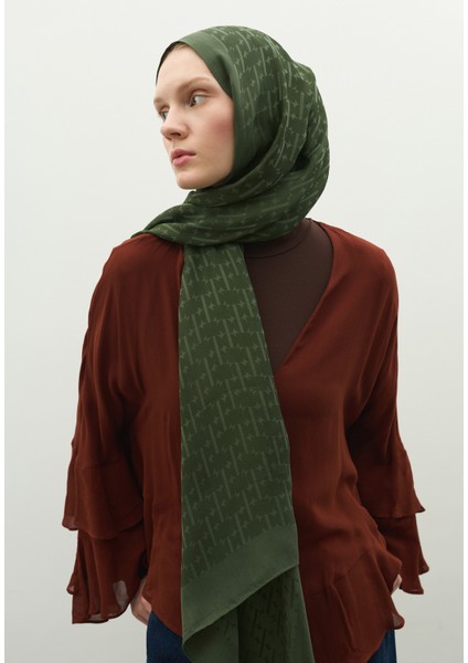 Monogram Pamuk Floş Jakarlı Şal Yaprak fırsatları