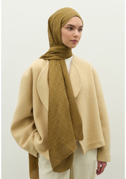 Monogram Pamuk Floş Jakarlı Şal Sahra