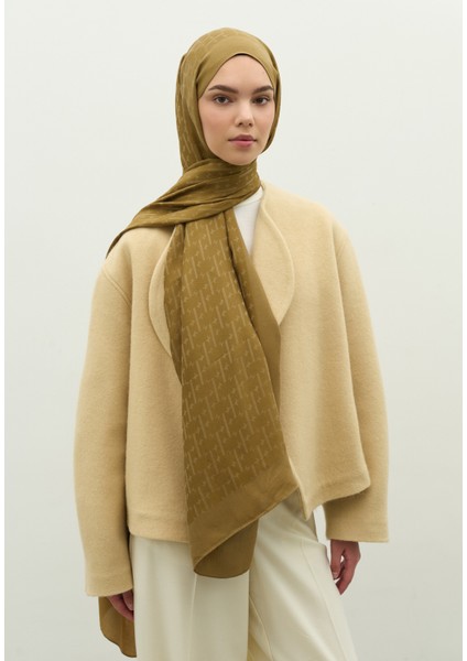Monogram Pamuk Floş Jakarlı Şal Sahra modelleri