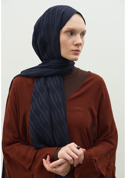 Nara Pamuk Floş Jakarlı Şal Koyu Lacıvert fiyatları