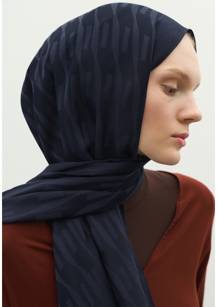 Nara Pamuk Floş Jakarlı Şal Koyu Lacıvert fırsatları