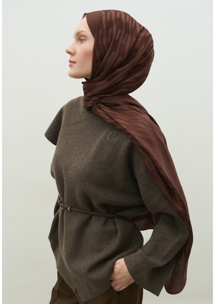 Nara Pamuk Floş Jakarlı Şal Ağaç Kabuğu