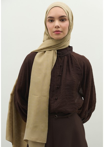 Monogram Pamuk Floş Jakarlı Şal Vizon modelleri