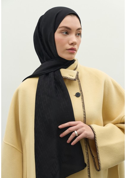 Monogram Pamuk Floş Jakarlı Şal Siyah fiyatları