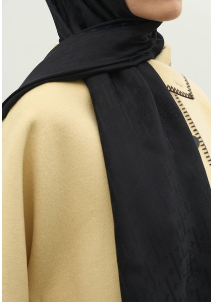 Monogram Pamuk Floş Jakarlı Şal Siyah modelleri